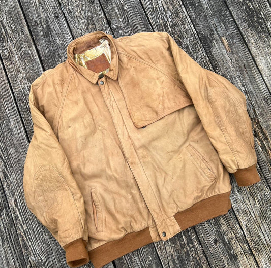 Vintage Marlboro Jacket Mens L Adventure Team Brown Suede Leather Bomber 90s