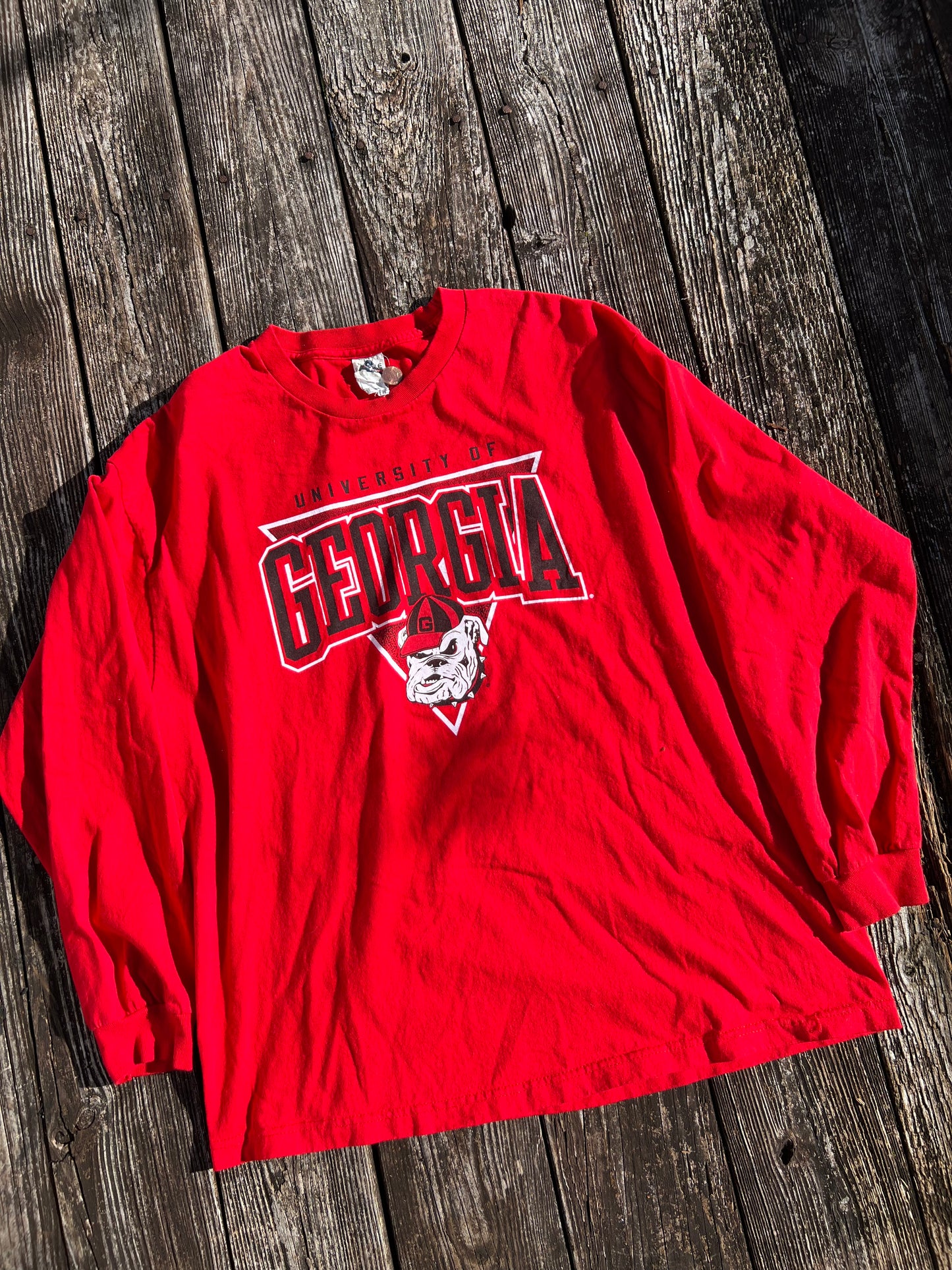 VTG Georgia Bulldogs shirt extra large long sleeve red football mens Y2K UGA