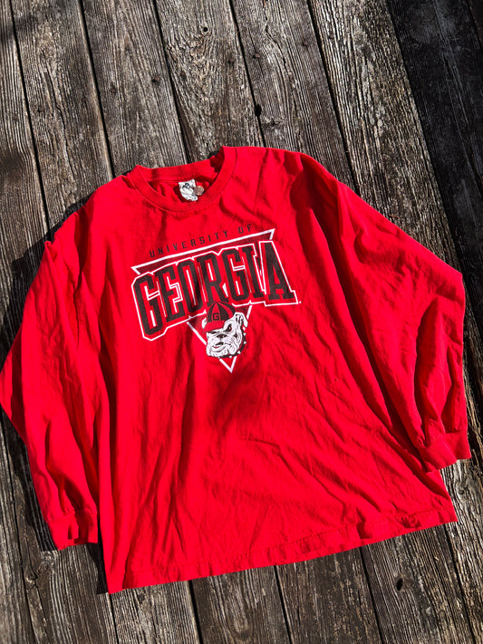 VTG Georgia Bulldogs shirt extra large long sleeve red football mens Y2K UGA