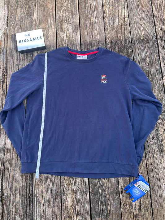 Fila Sport Shirt Mens Medium Blue Logo Long Sleeve Pullover X-Large